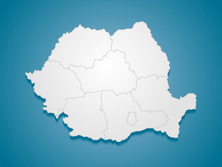 Creative map country Romania divided on regions