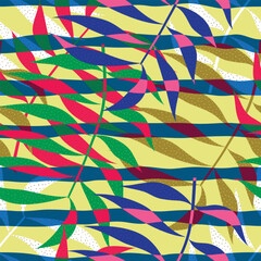 Abstract Floral seamless pattern with leaves. tropical background	
