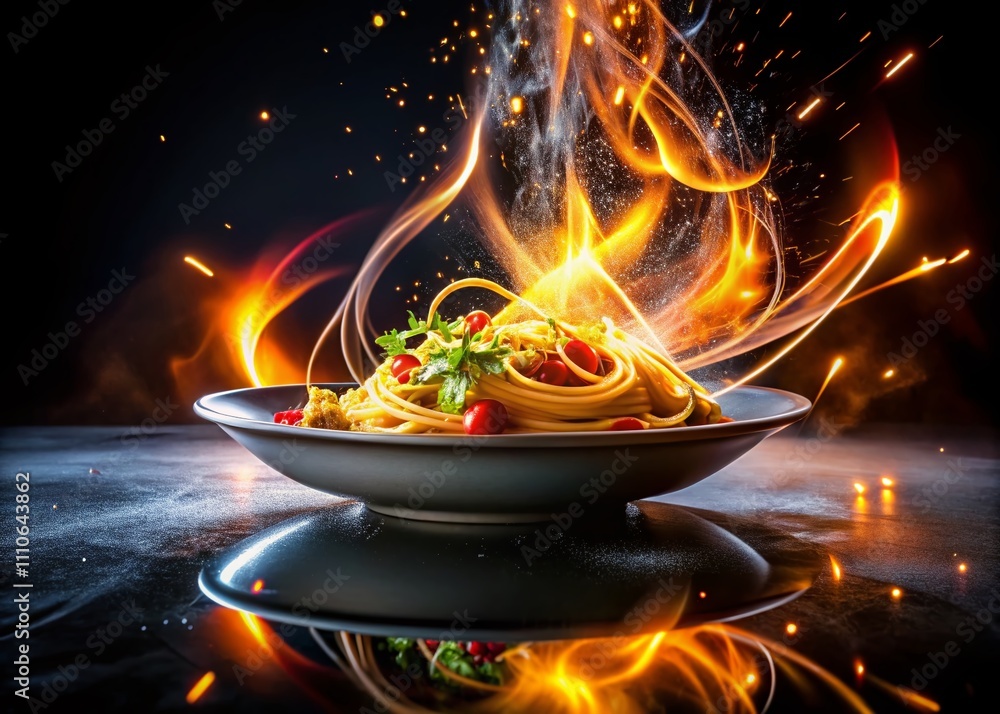 Poster captivating light trails and neon motion effects on a black background, creating a dynamic visual ex