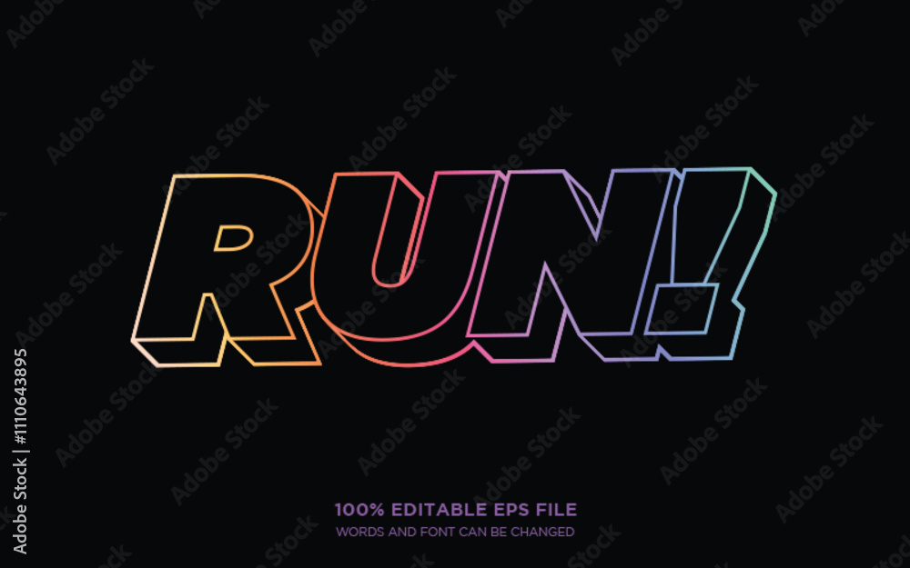 Poster running faster editable text style effect