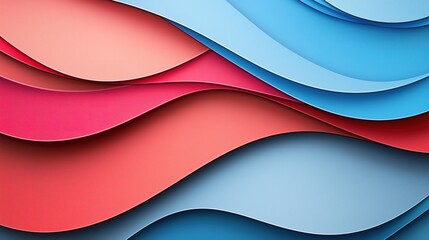 Colorful abstract waves in red and blue layers.