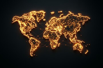 World map with language symbols and interconnected lines, showcasing multilingual translation networks and global communication technology