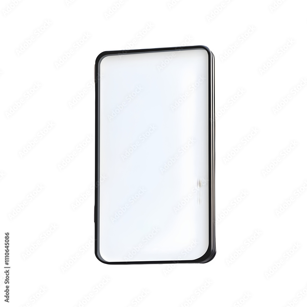 Poster Isolated black smartphone with blank white screen on transparent background - great for displaying mobile apps or websites!