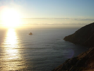 Puesta de sol desde el faro de Finisterre