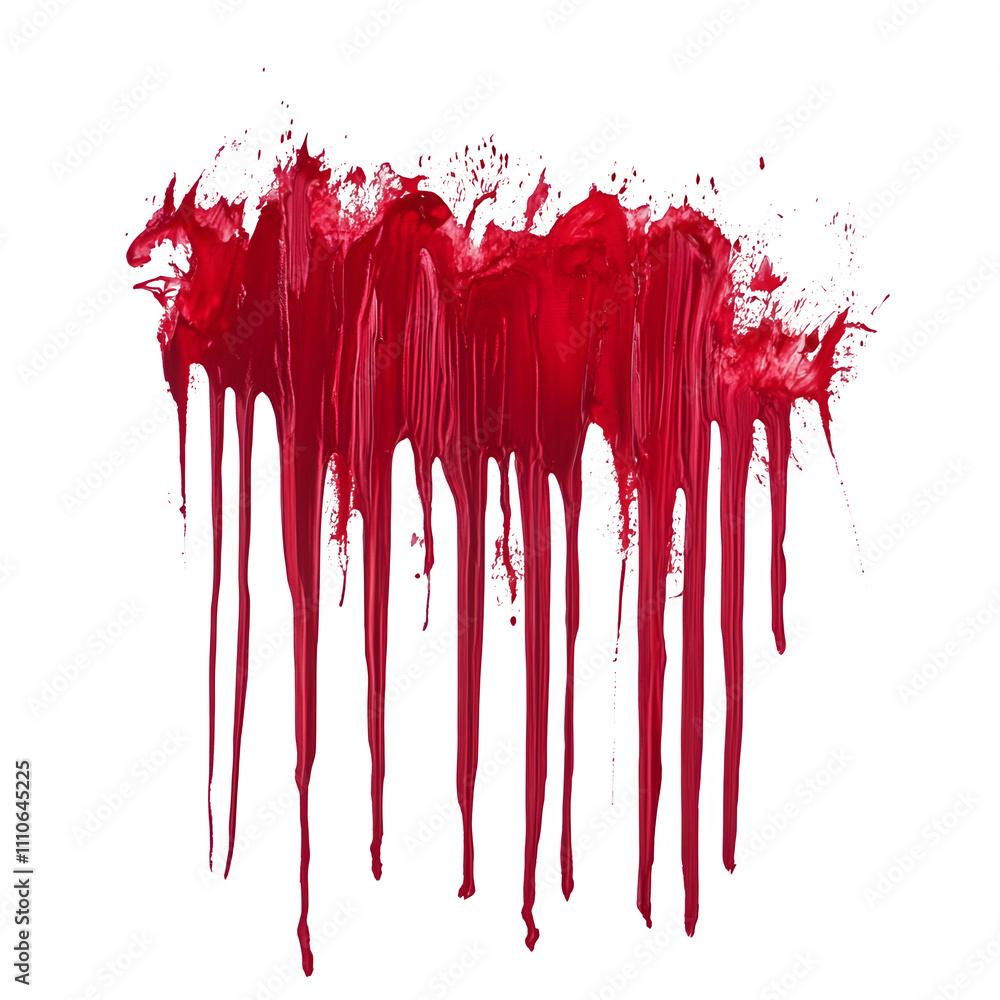 Aufkleber Vibrant red paint drips onto a clear backdrop, adding mesmerizing texture and creativity to any design