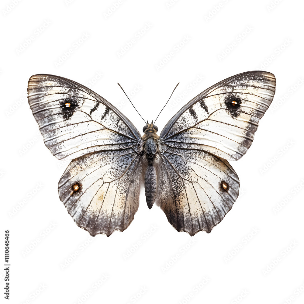 Poster Butterfly specimen with spread wings on a transparent background, showcasing intricate wing patterns and delicate details