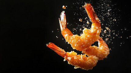 shrimp on black background