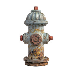 Fototapeta premium Rusty and worn fire hydrant with weathered appearance, isolated on transparent background for graphic design projects