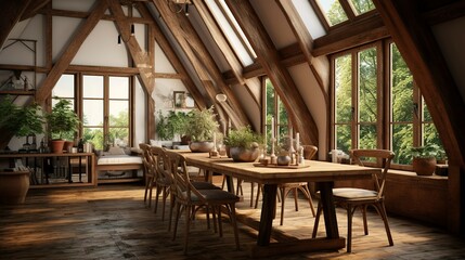 Fototapeta premium A photo of a cozy and rustic dining room