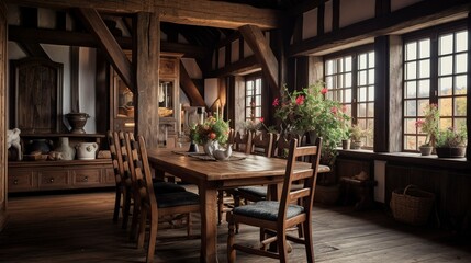 Fototapeta premium A photo of a cozy and rustic dining room