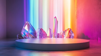 Rainbow Lit Crystals Surround Display Platform