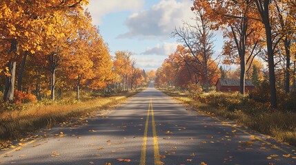 Obraz premium A road in autumn in Door County, Wisconsin.