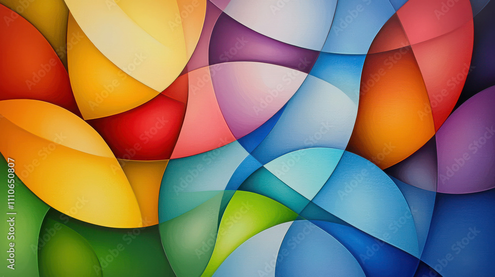 Aufkleber dynamic and colorful abstract composition in interlocking shapes and patterns