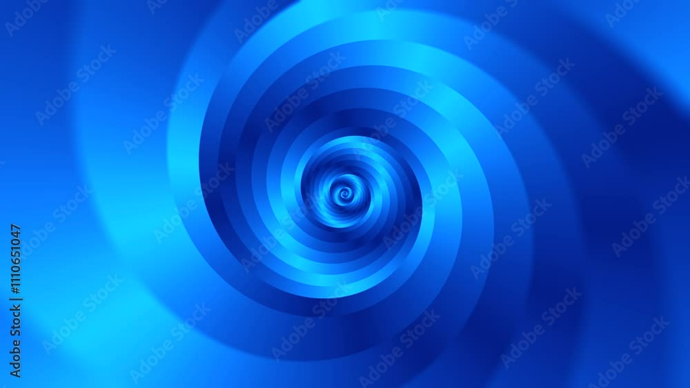 Poster minimal spiral in infinite rotation. abstract background in blue color. dizzy concentric pattern. re