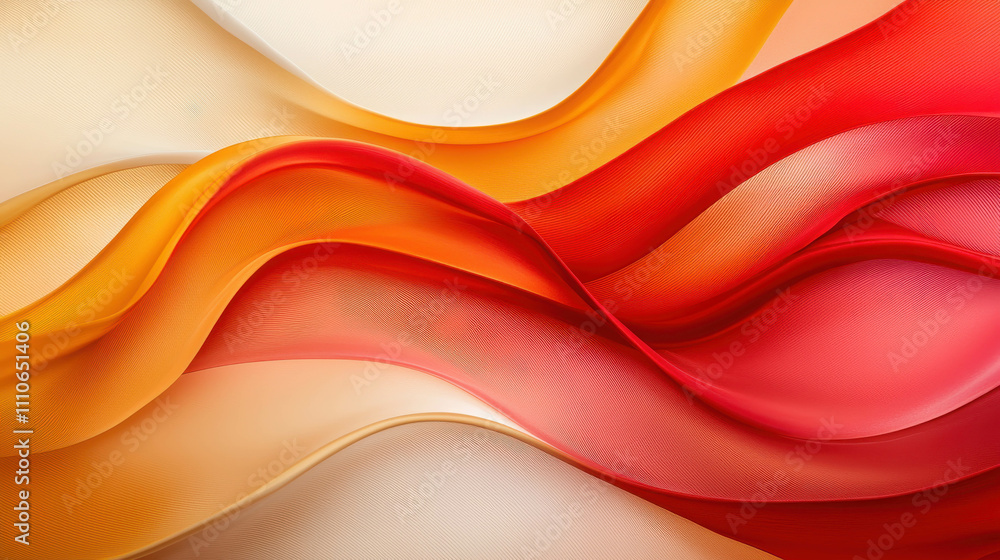 Poster colorful dynamic background with abstract ribbons in warm tones and soft textures