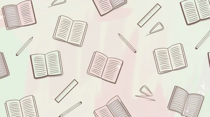 Bright Back-to-School Background with School Supplies Pattern