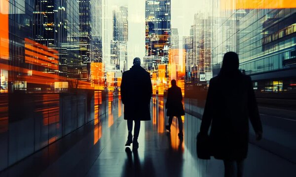 Post modernism style, Man walking on night street, 4K