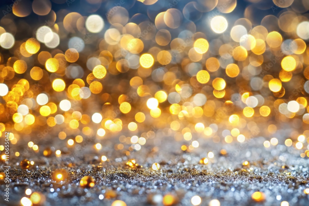Poster captivating silver and golden bokeh background with defocused abstract lights for elegant design pro