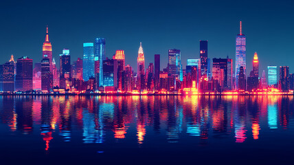 modern building with various colorful lights,  abstract ultra modern light effect of cityscape featuring sleek modern architecture illuminated by vibrant neon lights.