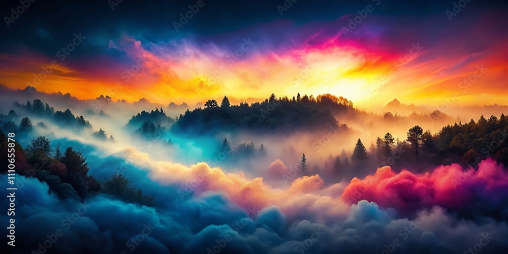 Poster captivating textured haze on black background: a panoramic exploration of ethereal layers and depth 