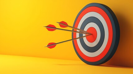 Three Arrows Striking The Center Of A Target