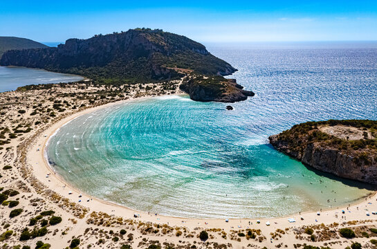 View of Voidokilia Beach, in Messinia, Greece