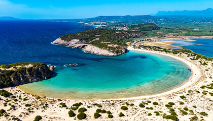 Fototapeta premium View of Voidokilia Beach, in Messinia, Greece