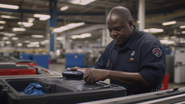 Security personnel meticulously inspecting luggage at airport checkpoint, ensuring safety and compliance with travel regulations. The scene emphasizes the importance of thoroughness in maintaining pub