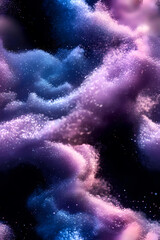 Fototapeta premium There is a gradient of blue and purple in the background, swirling white powder that has a blue glow.