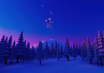 Winter Night Sky with Constellation