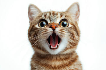 Fototapeta premium Close-up of a cat on a white background