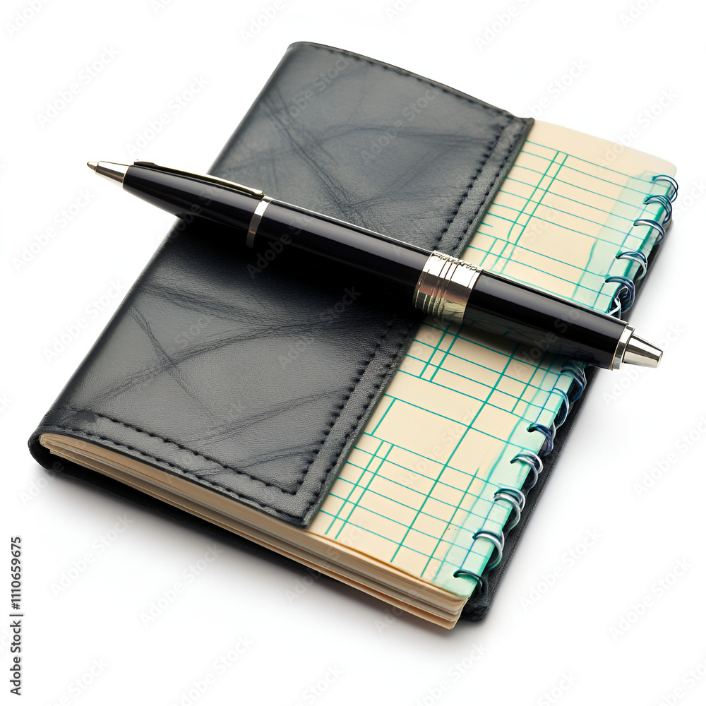 Poster note-taking essentials a stylish black notebook and pen set for efficient business organization and 