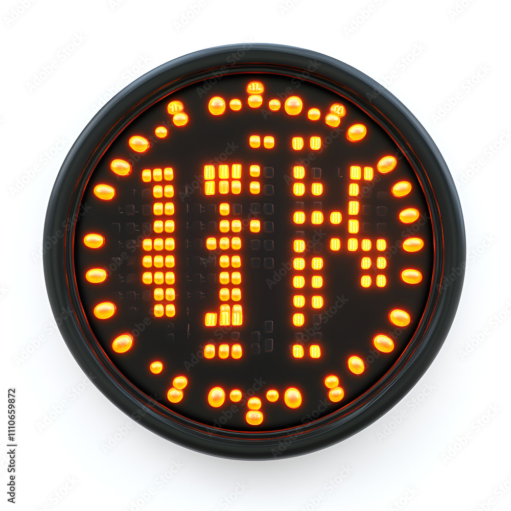 Poster digital countdown clock display urban setting time indicator night environment close-up view modern 