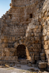 Rows of columns in Perge, Antalya, Turkey. Remains of colonnaded street in Pamphylian ancient city.Rows of columns in Perge, Antalya, Turkey. Ancient Kestros Fountain. Aksu, Antalya