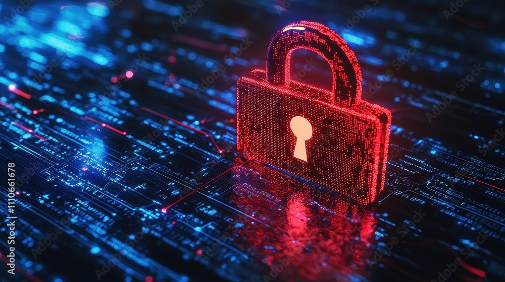 Poster abstract concept of data privacy and risks associated with cybersecurity breaches in technology
