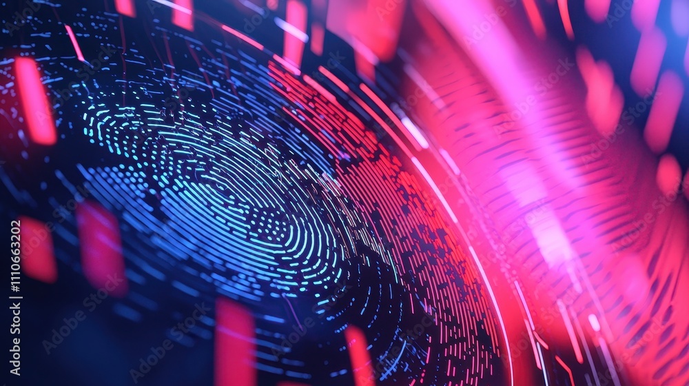 Poster abstract design showcasing advanced techniques in authentication with vibrant colors and patterns
