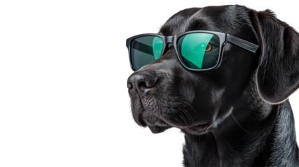Cool Black Labrador with Sunglasses on Transparent Background