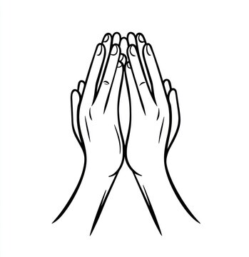 recommend clip art: Here's a suggested  and keyword list for your stock photo.. Praying hands, clasped in supplication, simple line art.
