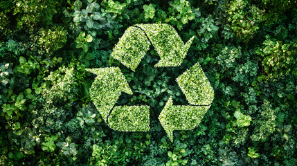 Green foliage forms a recycling symbol