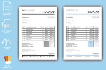Modern Corporate Invoice Template Design