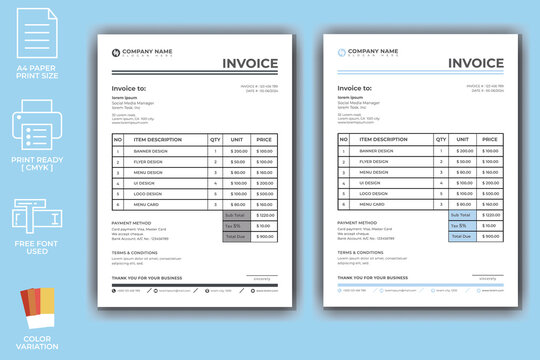 Modern Corporate Invoice Template Design