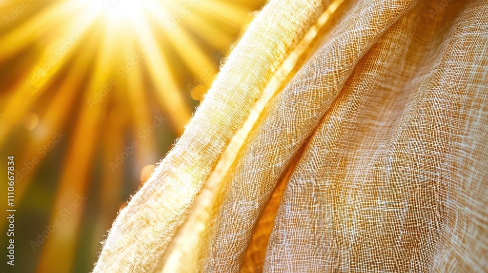 Poster soft light through sheer fabric with sunlight rays and glow