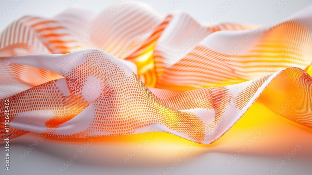 Poster elegant orange and white fabric textures with flowing patterns