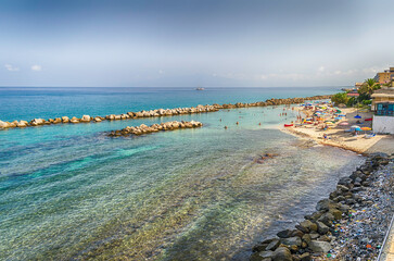 Aerial view of the beach in Pizzo Calabro coastline, Italy
