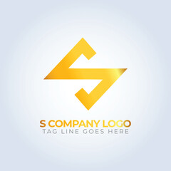 S alphabet letter Company identity logo template, golden theme, unique logo, creative logo, logo template, silver background