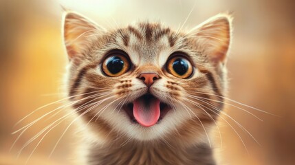 A cute kitten with big eyes and a playful expression, exuding joy and curiosity.