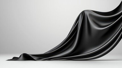 Naklejka premium Elegant Black Fabric Draped Across a Neutral Background