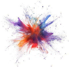 Vibrant powder exploding, creating a burst of color against a see-through backdrop, perfect for artistic endeavors