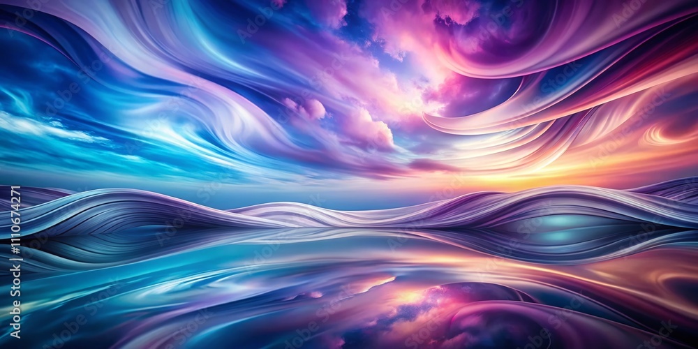 Poster cool toned abstract background with soft gradient of swirling blue and purple hues for calm and flui