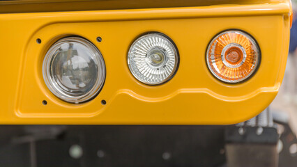 Headlight With Lens Turn Signal Front Lights at Yellow Construction Machine